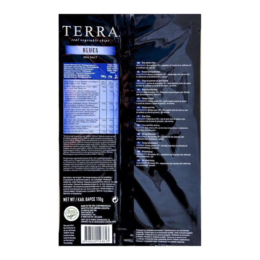 Chipsuri cu sare de mare Blues, 110 g, Terra