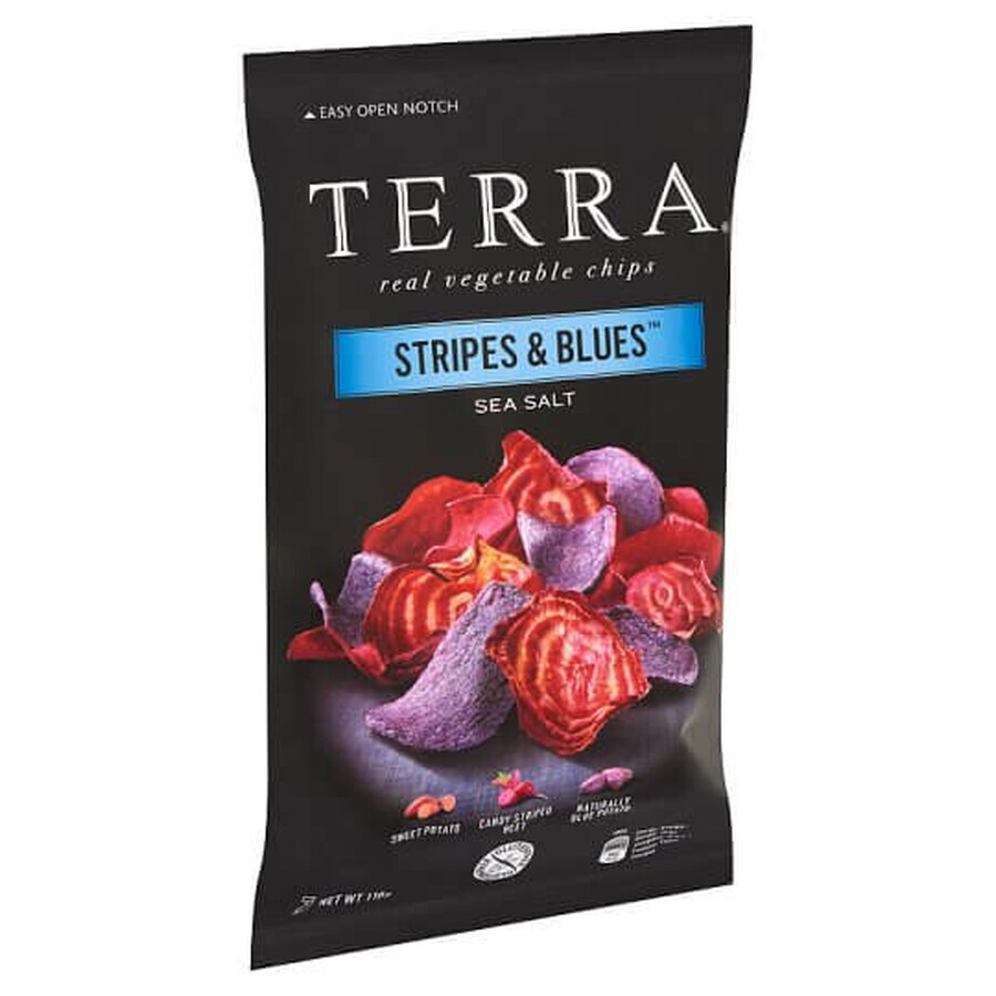 Stripes &amp; Blues zeezoutchips, 110 g, Terra