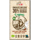 Chocolat biologique et équitable au lait de cacao et à la noix de coco 39%, 100g, Pronat
