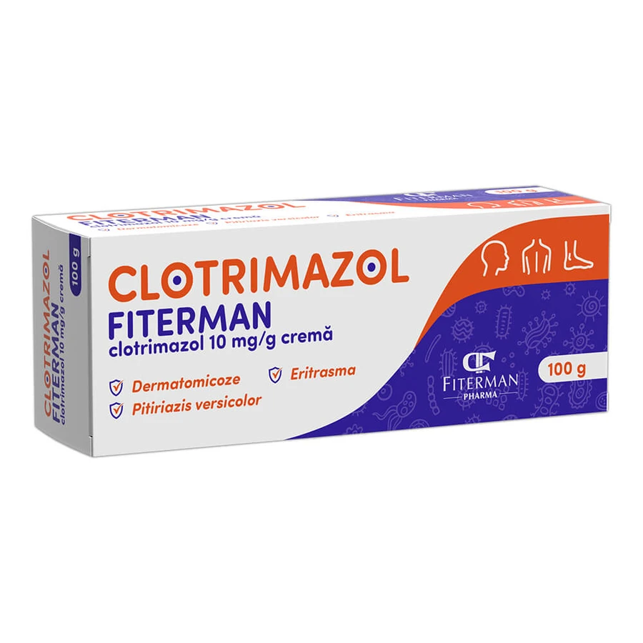 Clotrimazol cremă 10 mg/g, 100 g, Fiterman