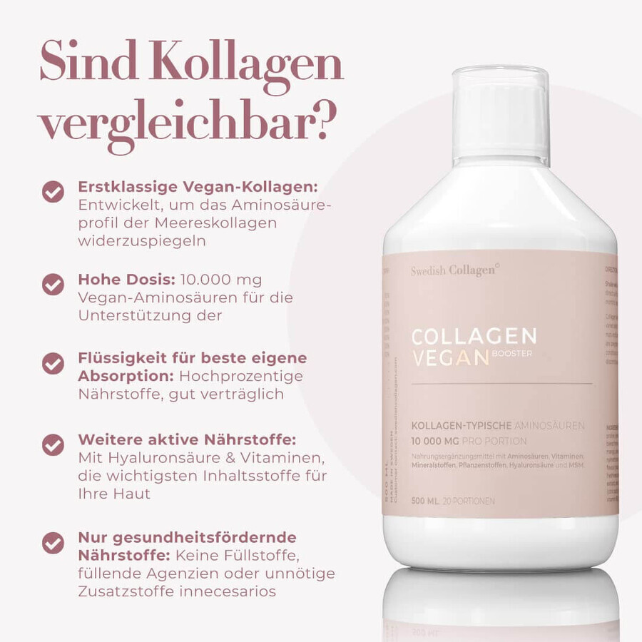Collageen Vloeibaar Herstel met Hyaluronzuur + Vitaminen + Mineralen 10.000 mg, 500 ml, Zweeds Collageen
