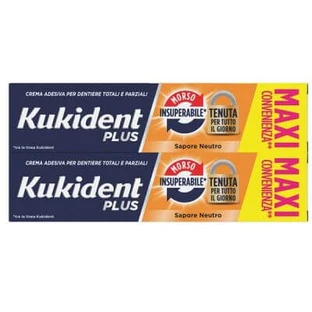 Kukident deux paquets de crème adhésive pour prothèses dentaires avec un mordant imbattable 57 g x 2