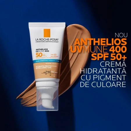 La Roche-Posay Anthelios Feuchtigkeitscreme mit Farbpigmenten für Sonnenschutz SPF 50+ UVmune, 50 ml,