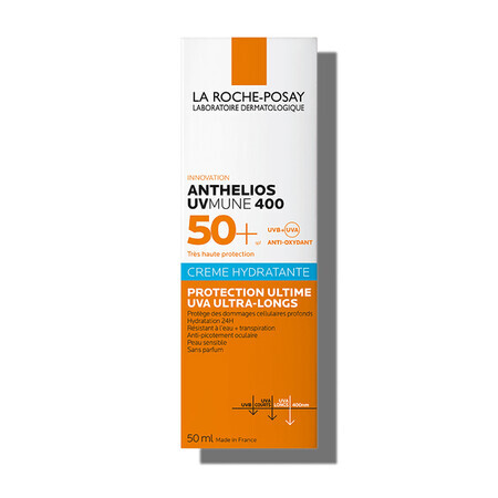 La Roche-Posay Anthelios Duftstofffreie, feuchtigkeitsspendende Sonnenschutzcreme SPF 50+ UVmune, 50 ml