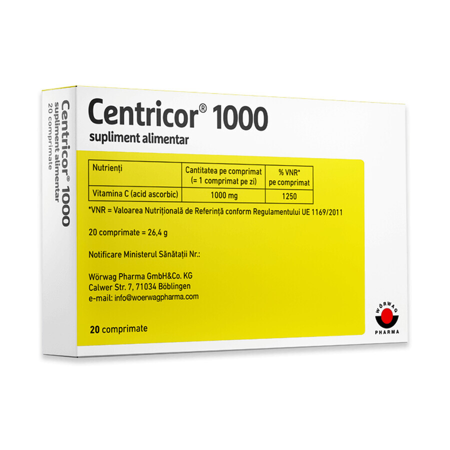 Centricor 1000 mg, 20 comprimés, Worwag Pharma