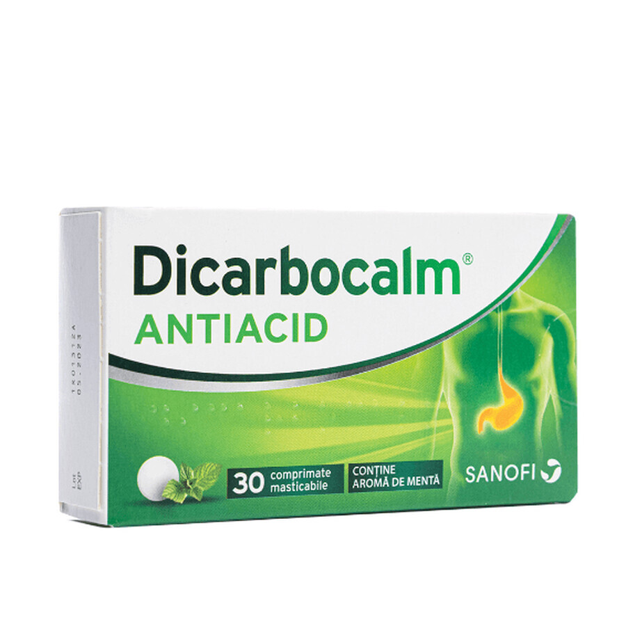 Dicarbocalm antiacid, 30 comprimate masticabile, Sanofi