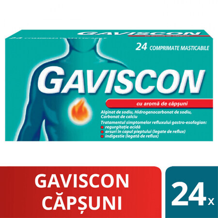 Gaviscon aardbei, 24 kauwtabletten, Reckitt Benckiser