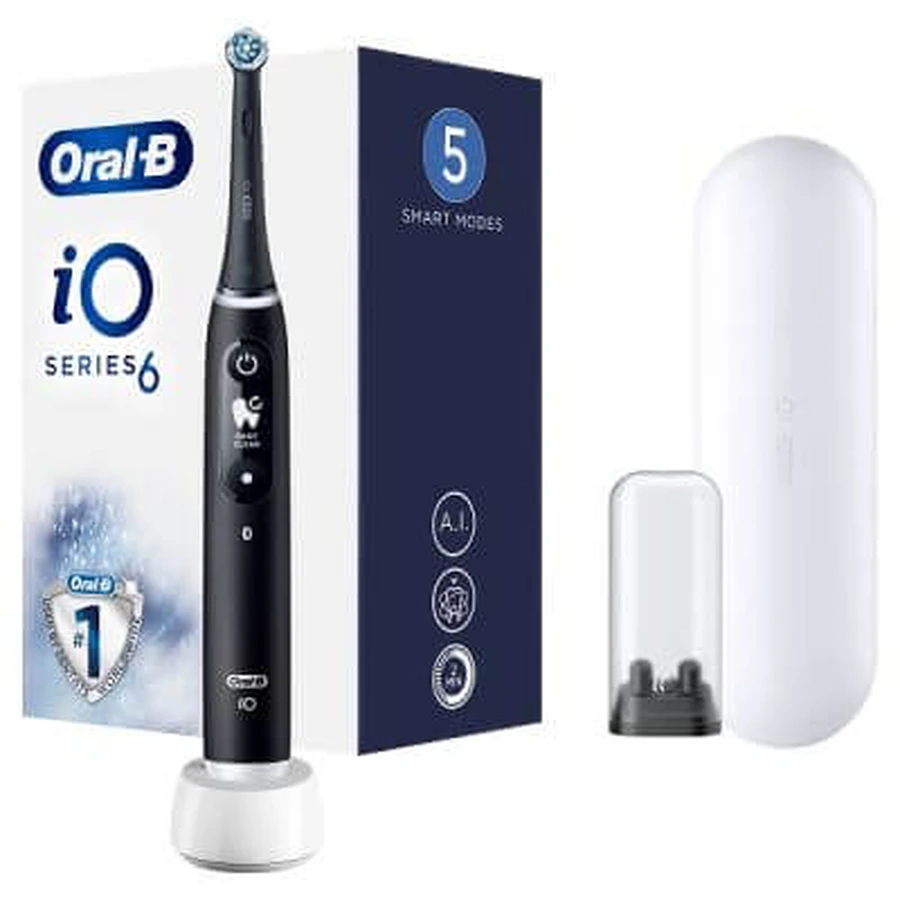Oral-b io 6 black electric toothbrush + 2 refills
