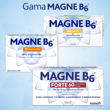 Magne B6 Forte 100 mg/10 mg, 2 x 60 filmomhulde tabletten, Sanofi