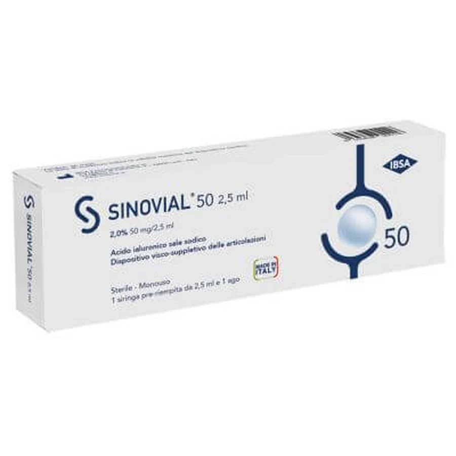 Strzykawka śródstawowa synovial 50 kwas hialuronowy 2% 50 mg/2,5 ml 1 fs + igła o rozmiarze 21 1 szt.: ceny i cechy