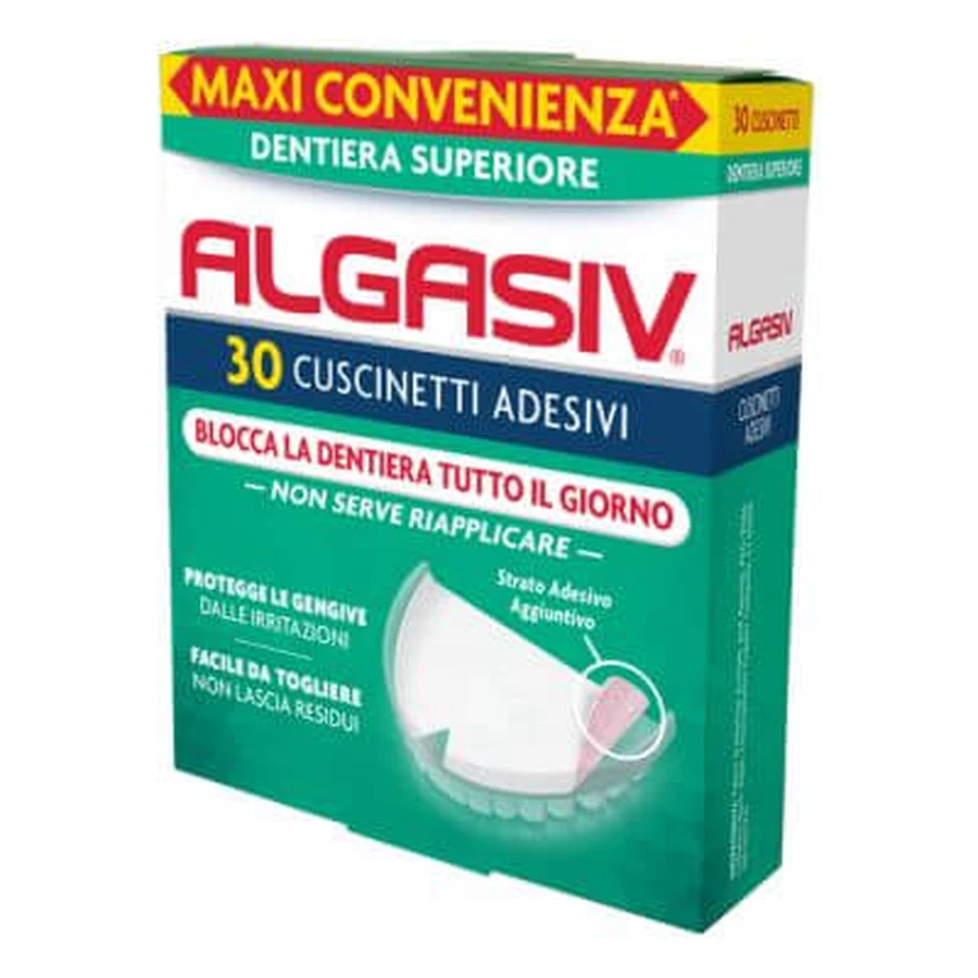 Algasiv adhesivo para prótesis superior 30 piezas