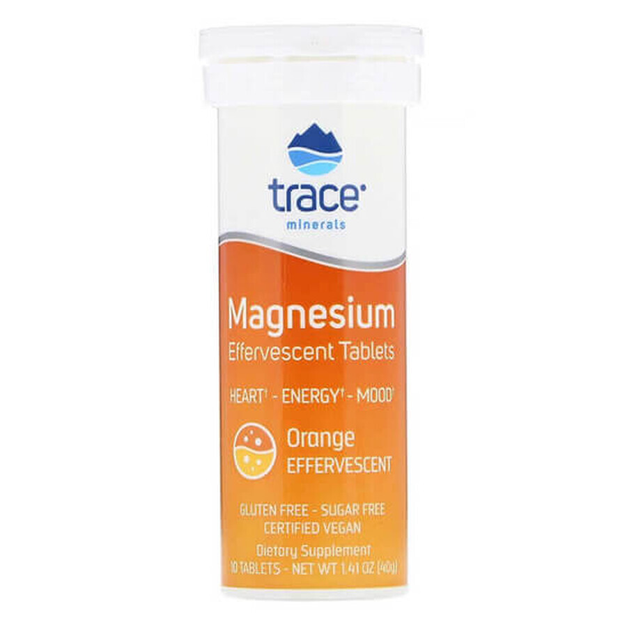Magnesium-Brausetabletten mit Orangengeschmack, 10 Brausetabletten, Trace Minerals
