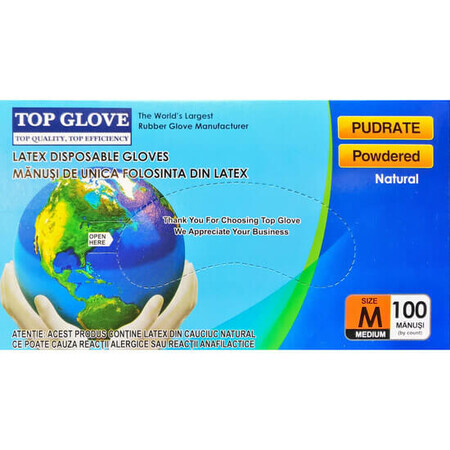 Latex handschoenen Top Handschoen, Maat M, 100 stuks, Roval Med