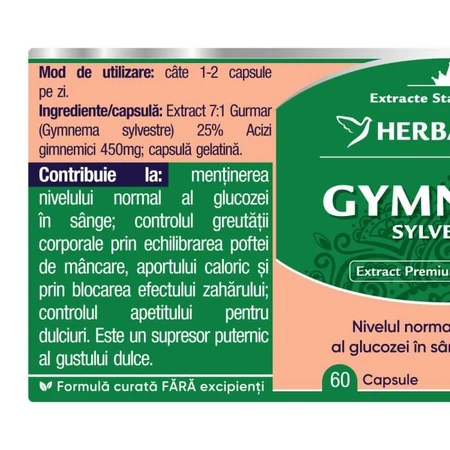 Gymnema Sylvestre x 60 capsules, Herbagetica