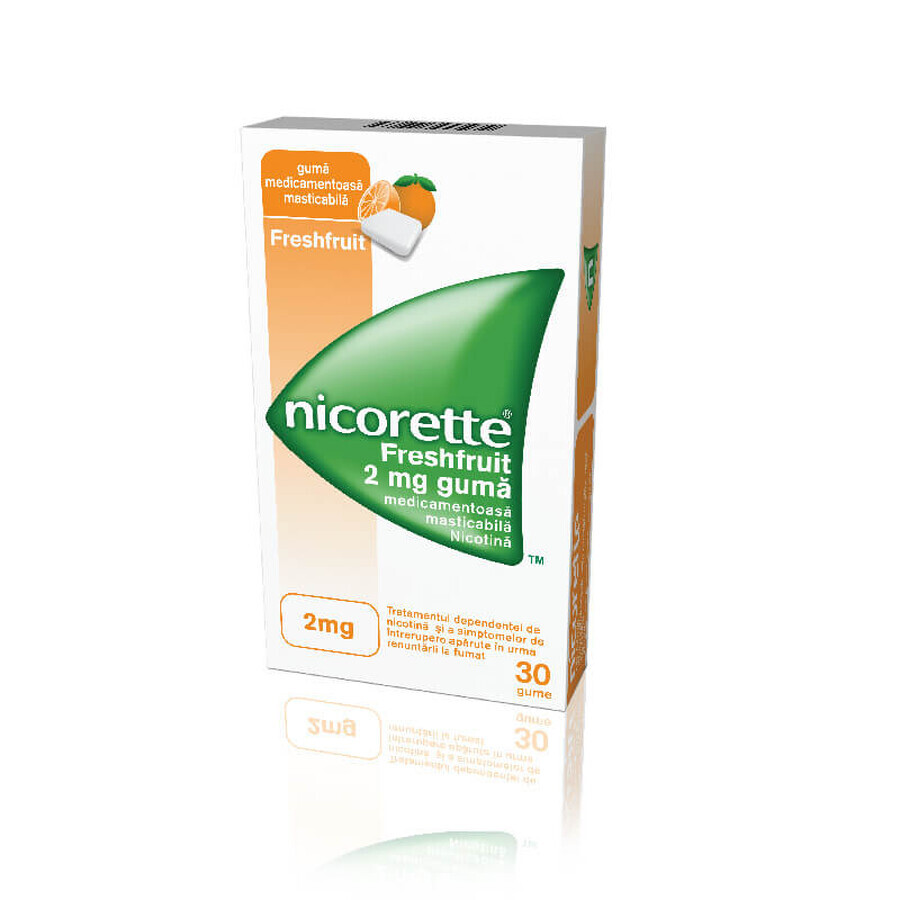 Nicorette Freshfruit kauwgom 2mg, 30 gummies, Mcneil