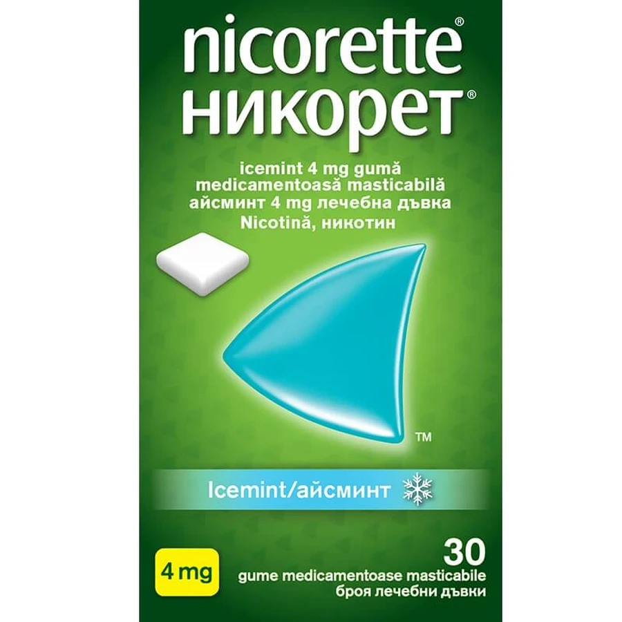 Nicorette IceMint kauwgom, 30 stuks, Mcneil
