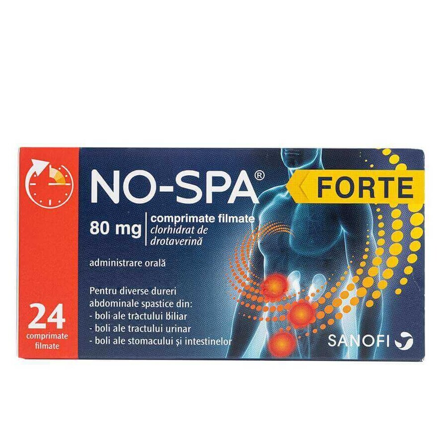 No-Spa Forte, 80 mg, 24 comprimés pelliculés, Sanofi