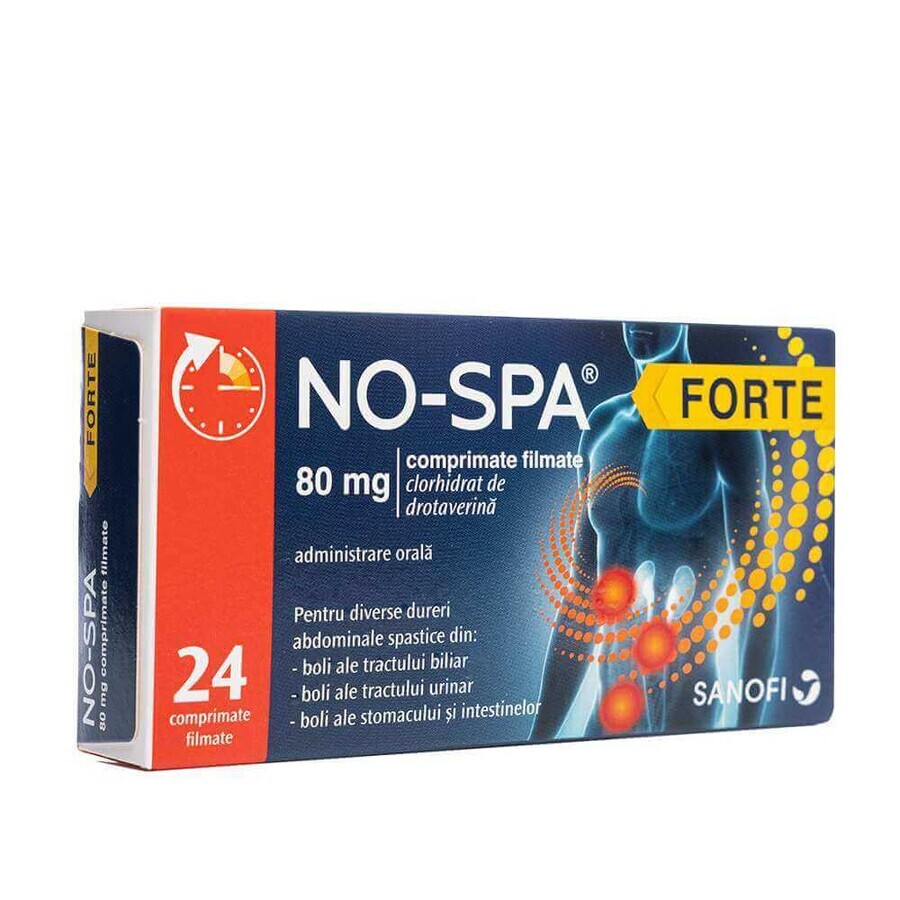 No-Spa Forte, 80 mg, 24 comprimés pelliculés, Sanofi