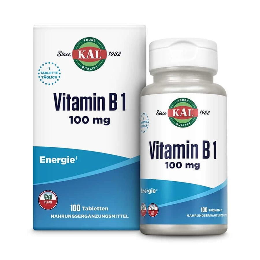 KAL Vitamina B1 Tiamină 100 mg 100 St