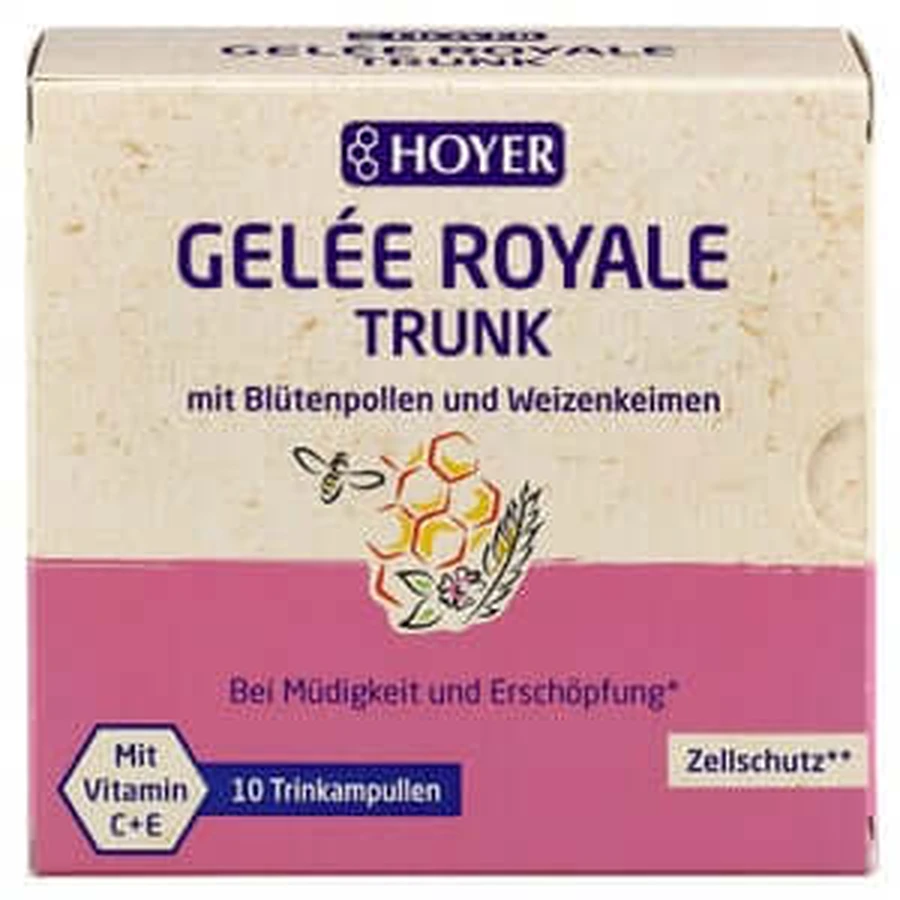 HOYER mleczko pszczele napój z pyłkiem i kiełkami pszenicy 10X10 ml: ceny i cechy