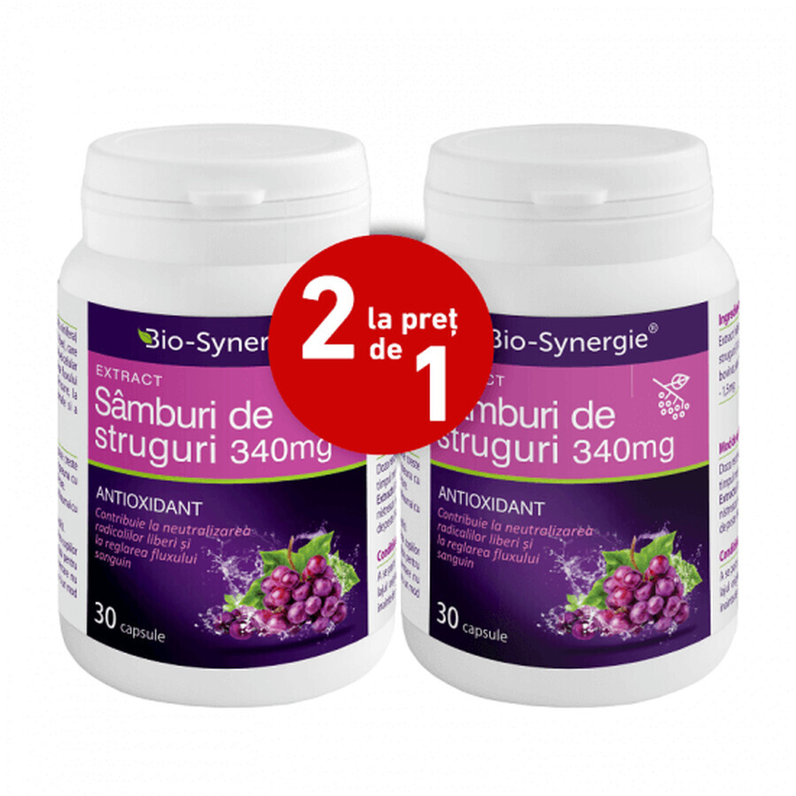 Druivenpitextract pakket 340mg, 30 + 30 capsules (2 voor de prijs van 1), Bio Synergie