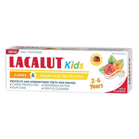 Tandpasta 2-6 jaar Lacalut Kids, 55 ml, Theiss Naturwaren