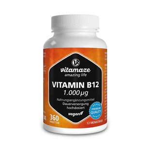Vitamina B12 1000 µg alta dosis comprimidos veganos 360 St