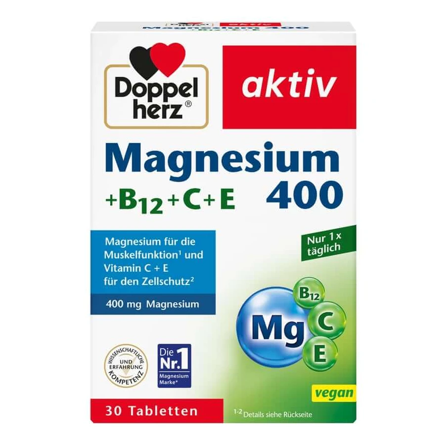 Doble Corazón Magnesio 400+B12+C+E 30 Cápsulas
