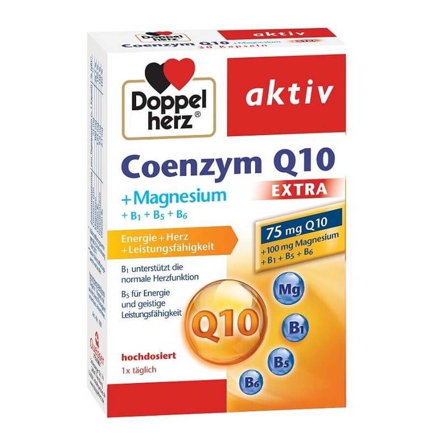 Coenzyme Q10 Extra + Magnésium + B1 + B5 + B6, 30 gélules, Doppelherz