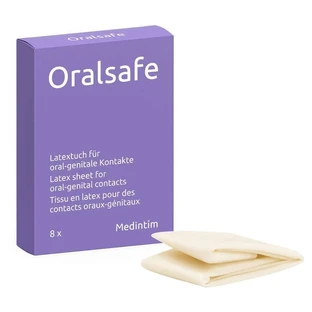 "Oral Safe Strawberry", 8 șervețele din latex, subțiri, parfum de căpșuni (8 șervețele) 8 buc