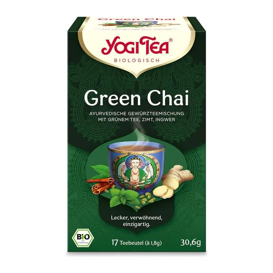 YOGI TEA, Green Chai, organiczna herbata ziołowo-korzenna 17X1,8 g: ceny i cechy
