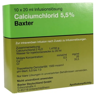 Solución de cloruro cálcico 5,5% ampollas 10X20 ml