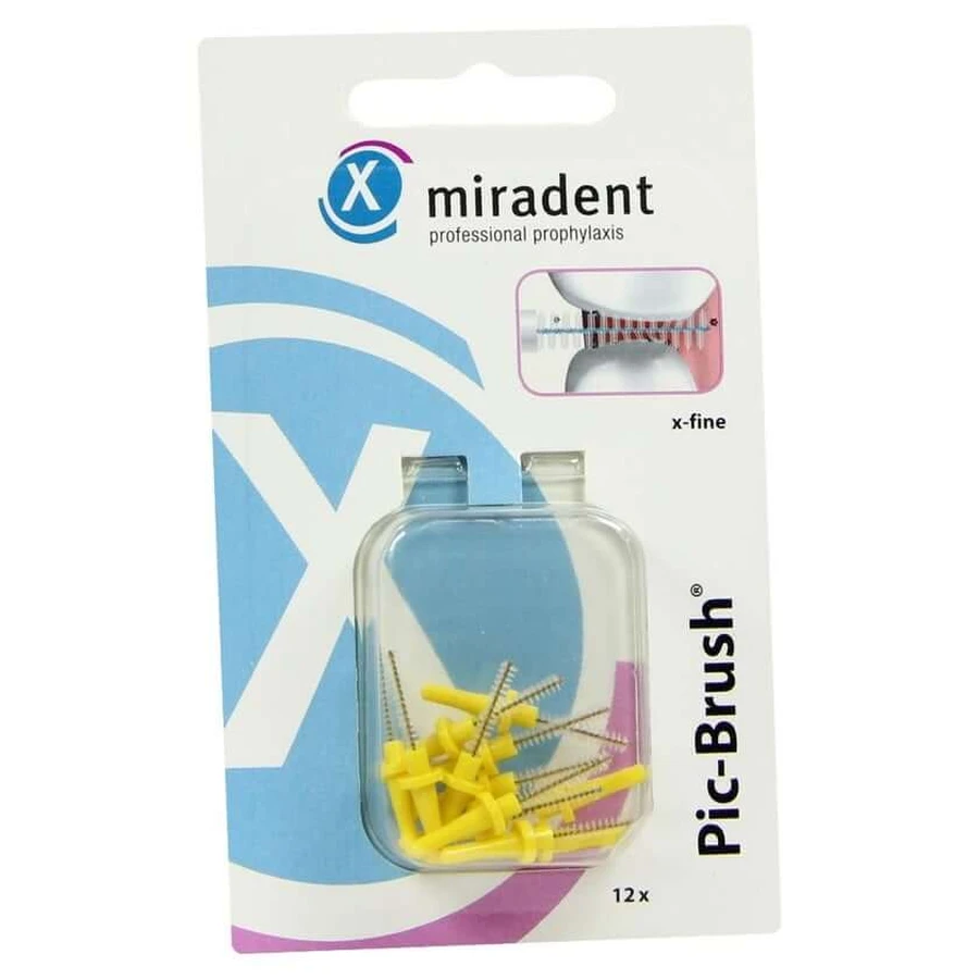 Miradent brosses interdentaires Pic-Brush brosses de remplacement x-fine yellow 12 pcs.