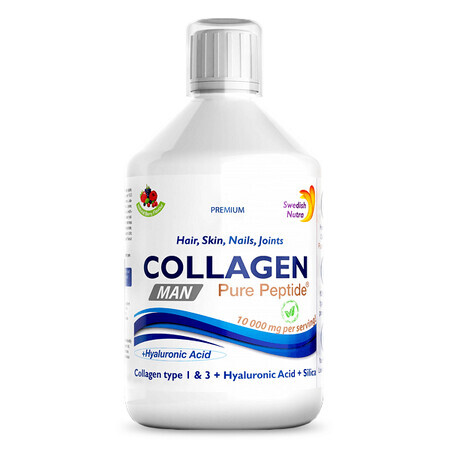 Colagen Lichid MAN – Hidrolizat Tip 1 și 3 cu 10000 Mg, 500 ml, Swedish Nutra