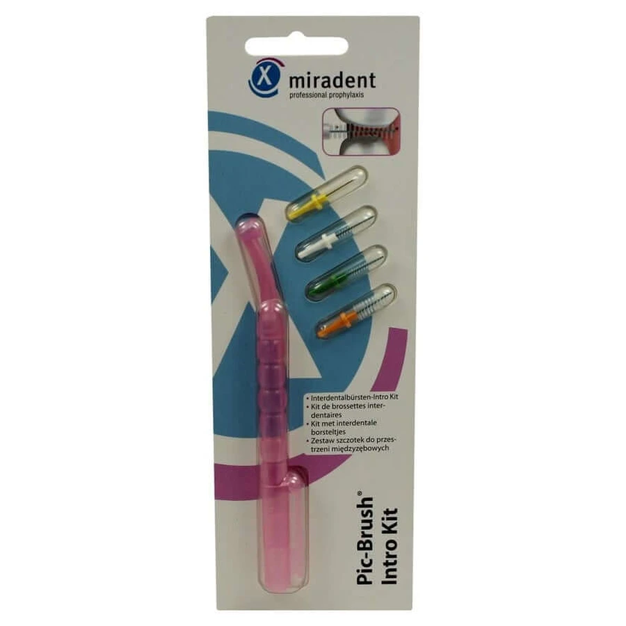 Brosses interdentaires Miradent Pic-Brush Intro Kit transparent rose 1 pc