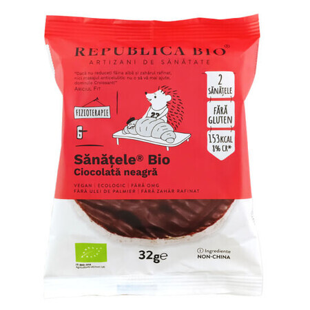 BIO Sanatele con cioccolato fondente, riso integrale e mais, senza glutine, 32g, Republica Bio