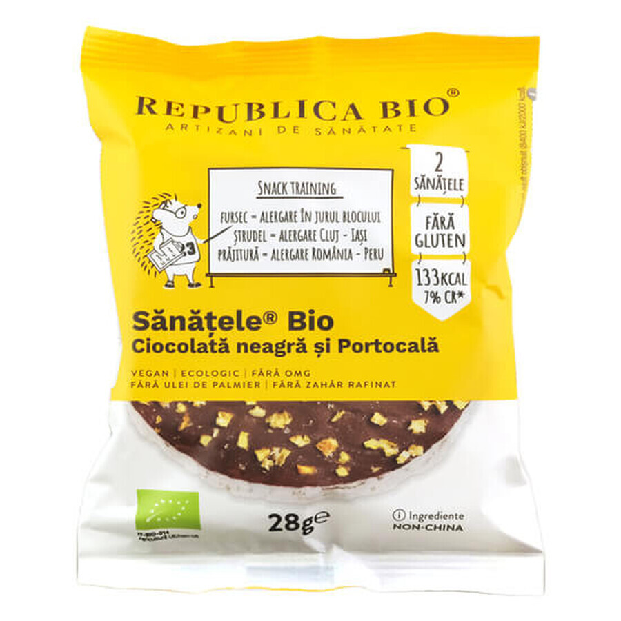 Bio-Bitterschokolade, Orange und brauner Reis, glutenfrei, 28g, Republica Bio