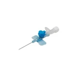 Twee-weg 22 gauge 0,9x25mm roestvrijstalen canule naald met externe siliconen coating, luer lock kap en zijkleppen blauwe kleur 50 stuks