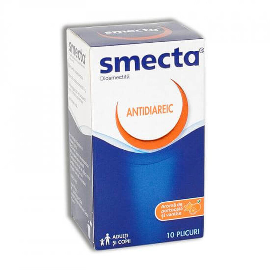 Smecta antidiarroico con vaniglia e arancia, 10 bustine, Beaufour Ipsen Industrie