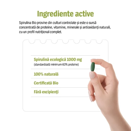 Spirulină Bio 1000 mg, 100 tablets, Alevia