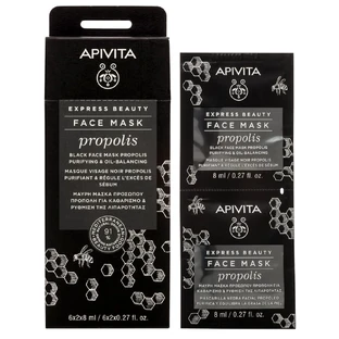 Apivita Express Beauty Zwart Gezichtsmasker met Propolis voor Dieptereiniging 2x8ml