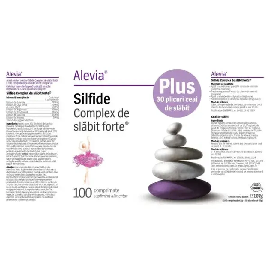 Silfide strong slimming complex, 100 tablets + Slimming Tea, 30 sachets, Alevia