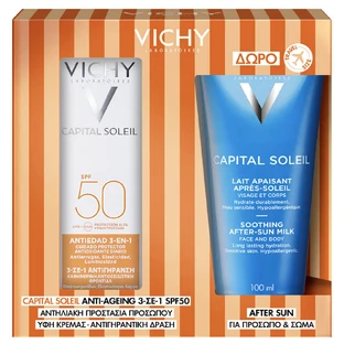 Vichy Promo Pack Capital Soleil Anti-Ageing 3in1 Antioxidant Care SPF50 50ml & GRATUIT Capital Soleil After Sun Soothing Milk 100ml