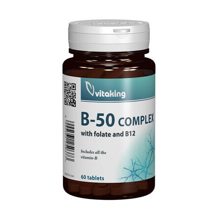 Mega B 50 complex met foliumzuur, 60 tabletten, Vitaking