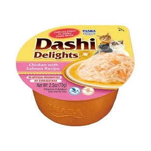 INABA Ciao Dashi, Kurczak i Łosoś, bezzbożowa mokra karma dla kotów, miska (w sosie), 70g