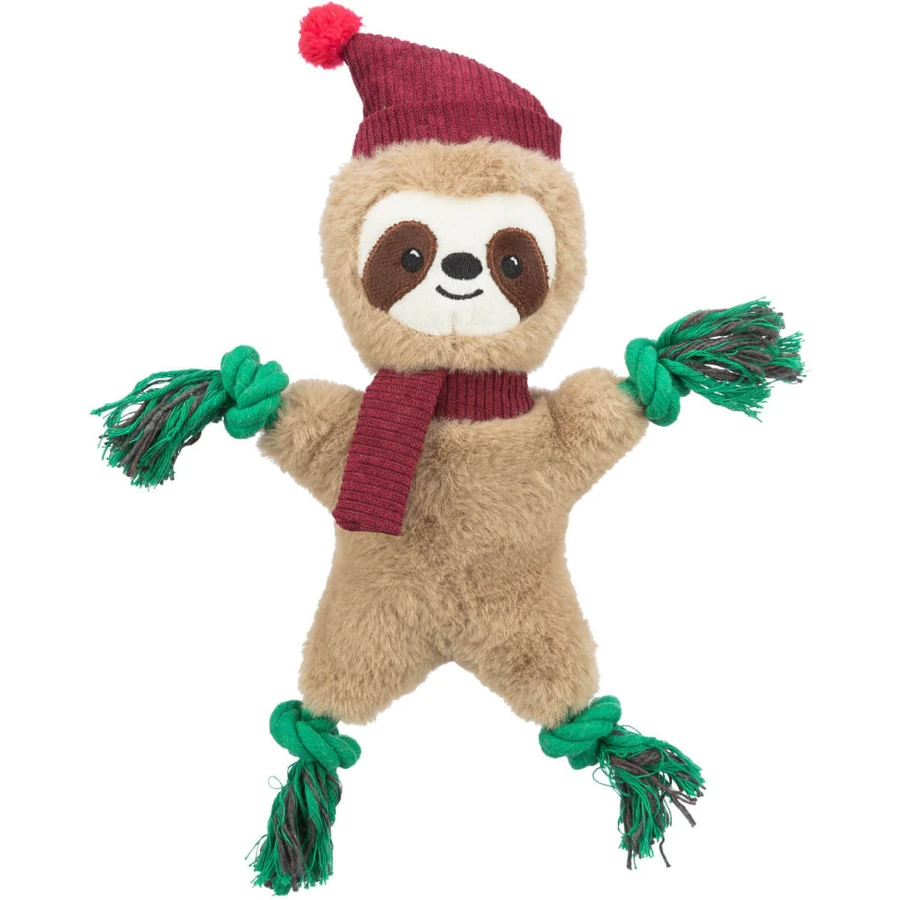 TRIXIE Christmas Lenes, Seilspielzeug Hunde XS-XL, mit Sound, Baumwolle, braun und grün, 30cm