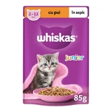 WHISKAS Junior, Chicken, sachet wet food for junior cats, (in aspic), 85g