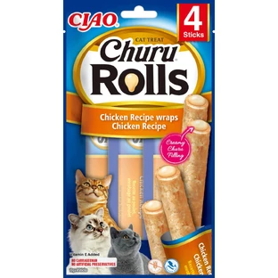 INABA Churu Rolls, Poulet et Thon, sachet, récompense sans céréales pour chats, 40g