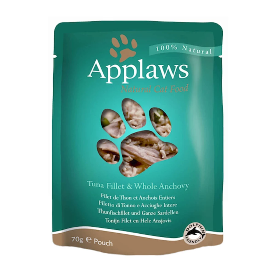 APPLAWS, Thunfisch und Sardellenfilets, Beutel, Katzenfeuchtfutter, (in Suppe), 70g