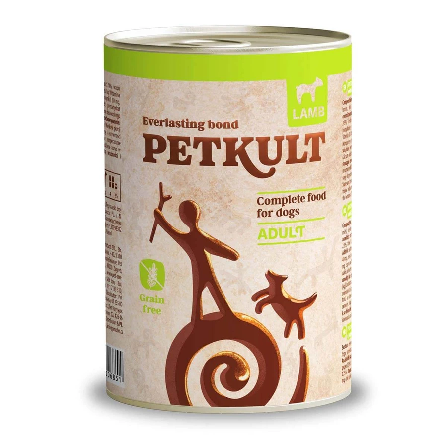 PETKULT Grain Free Adult, Lam, graanvrij natvoer in blik voor honden, 400g